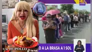 Susy Díaz vende pollo a la brasa a S/1 y genera largas colas en diversos distritos de Lima