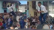 Director de banda la rompe con sus divertidos pasos en La Libertad: “Marcando la diferencia”