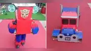 “Fiebre de 'Transformers'”: niño se disfraza de Optimus Prime usando cartones y material reciclable
