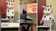 Estudiante de San Marcos sorprende al disfrazarse de vaca para su exposición: "Plan estratégico"