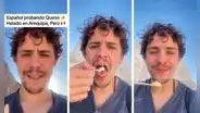 Español prueba queso helado en Arequipa y su reacción es viral en TikTok