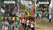 ¿Yunza gamer?: captan a jóvenes bailando alrededor de árbol decorado con juegos electrónicos
