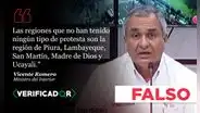 Es falso que no hubo protestas en Piura, Lambayeque, San Martín y Ucayali, como dijo ministro del Interior