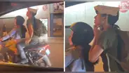Peruano utiliza singular casco para trasladarse en moto lineal: “La NASA lo necesita”
