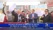 San Luis: Vecinos protestan para retirar planchas de metal de la Línea 2 del Metro