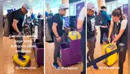 Joven se sube y aplasta su maleta para evitar pagar sobrecosto en aeropuerto de Lima