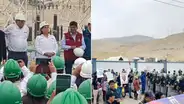 Manifestantes esperan a Dina Boluarte en exteriores de evento en Arequipa