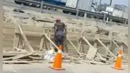 Ate: denuncian que empresa construye estacionamiento en vía auxiliar a Evitamiento