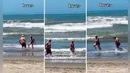 ¡Más enamorados que nunca!: pareja de adultos mayores juega en la playa y escena cautiva en redes