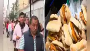 ¡A solo S/1! Forman largas colas para comprar pan con chicharrón en el Rímac