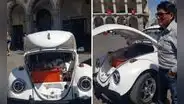 Convierten al tradicional 'Vocho' o ‘Cucaracha’ en auto eléctrico en Arequipa