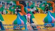 Perrito sorprende al divertirse en juego inflable y usuarios reaccionan: “Feliz Día del Niño”