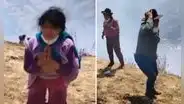 Comuneras suplicaron de rodillas cese de incendio forestal en Apurímac: ¡Ayuda!