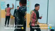 Captan a Christian Yaipén en colegio de Chiclayo y en redes dicen: “Que enseñe historia de la cumbia”