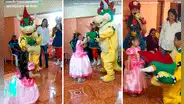 Padre se disfraza de Bowser para sorprender a su hija en fiesta de cumpleaños