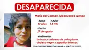 SJL: familia busca a menor que desapareció el pasado domingo 27 de agosto
