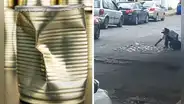 Reciclador usa peculiar estrategia para aplastar las latas en medio de la pista: “Es un genio”