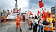 Protesta nacional de obreros de construcción civil: gremios de regiones exigen aumento salarial