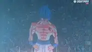 ¡Gogeta celeste! Hinchas de Cristal desplegaron gran imagen de Dragon Ball ante Universitario