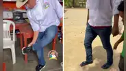 El Paisa visitó su excolegio en Piura y regaló sus propias zapatillas a joven: "Eres esperanza"