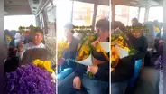 Sube a bus y se sorprende al ver a varios pasajeros con flores amarillas: “¿Qué está pasando aquí?”