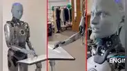 El robot Ameca dibuja un gato y se 'enoja' porque quedó feo: "Si no te gusta, no sabes de arte"