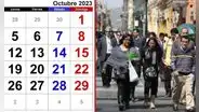 FERIADOS de octubre 2023: mira la lista oficial con días libres y no laborables
