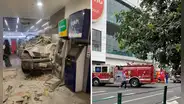 Surco: el choque de un auto contra el supermercado Wong que destrozó cajero automático