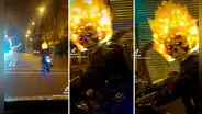 Taxista queda en shock al ver a ‘Ghost Rider’ circulando en moto por las calles de Chile