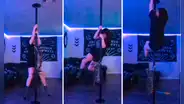 Gatito practica pole dance junto con su dueña y sorprende en las redes: “Buena sincronización”