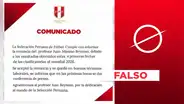 La FPF no anunció que aceptó la renuncia de Juan Reynoso: el comunicado es falso