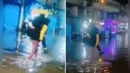 Joven cargó a su novia en medio de inundación en Juliaca: “Amor altiplánico”