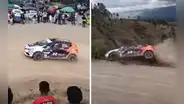 Rally Caminos del Inca 2023: auto de piloto Gustavo Vilcapoma se salva de caer a un abismo