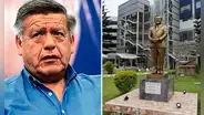 Estatua de César Acuña fue puesta nuevamente en campus de la UCV de Trujillo