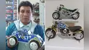 Chimbotano sorprende al convertir latas de cerveza en autos y motos: "Lleva el arte en la sangre"