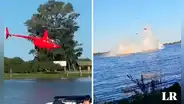Captan el instante en que expiloto se estrella con su helicóptero tras maniobras en el río Paraná