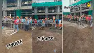 Albañiles se ponen a jugar ‘tira y afloja’ y usuarios bromean: “¿Y para cuando terminan la obra?”