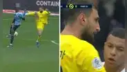 Donnarumma metió una terrible patada criminal: se fue expulsado y Mbappé tuvo que calmarlo