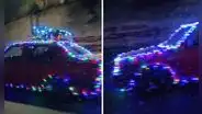 Auto recorre las calles con singular decoración navideña y en redes dicen: “El sistema de carga soportando”