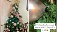 Peruana utiliza globos perlados para decorar árbol de Navidad: “No me va a tragar la pobreza”