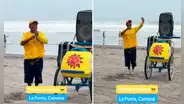 Heladero de D'Onofrio asombra al cantar cumbia en playa para captar clientes: “No sé si pedirle helado o chela”