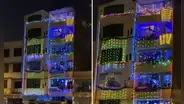 Peruanos que viven en SMP decoran su casa de 6 pisos con luces de Navidad: “¿Dónde queda la discoteca?”