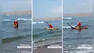 Captan a 'Papá Noel' surfeando en Huanchaco y usuarios bromean: “Cambió los renos por el caballito de totora”
