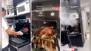 Hombre queda en shock al romperse fuente del pavo tras sacarlo de horno: “Adiós, cena navideña”