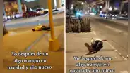 Hombre bebe de más en Año Nuevo y termina dormido al costado del tren de SJL: “Levántate, mano”