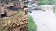 Lluvias en Cajamarca: puente colapsa y pesado camión cae al río