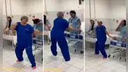 Enfermera tiene peculiar manera de hacer ejercicios junto con pacientes embarazadas: “Se ganó el cielo”