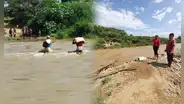 Lambayeque: ciudadanos de Pítipo arriesgan sus vidas al cruzar río La Leche tras colapso de puente