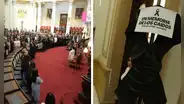 Banderas de luto y arengas contra Dina Boluarte en conmemoración de la Constitución de 1993