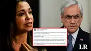 María Corina Machado se despide de Sebastián Piñera a través de redes sociales: "Con el corazón partido"